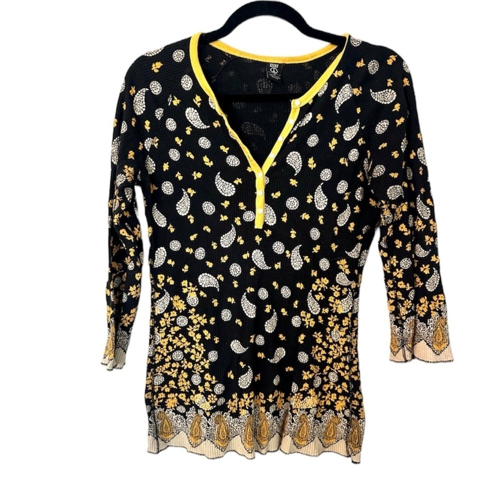 Lucky Brand 3/4 Sleeve Paisley Top Medium
